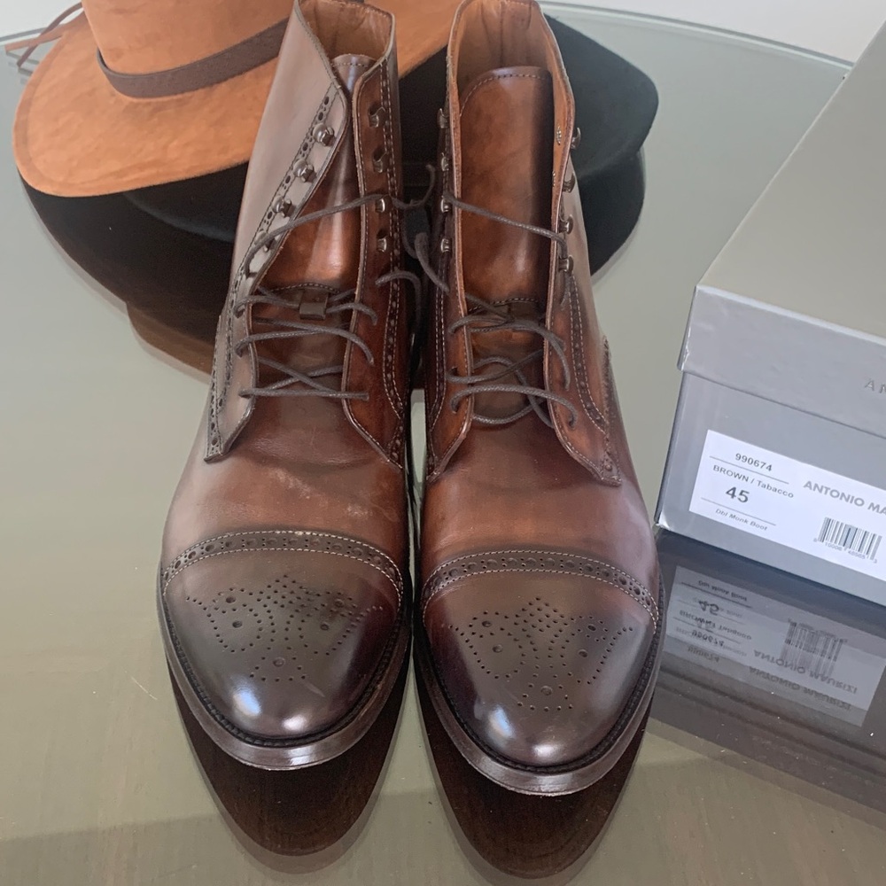 Antonio Maurizi Dark Brown Men's Leather Boots. Size 45 (12)